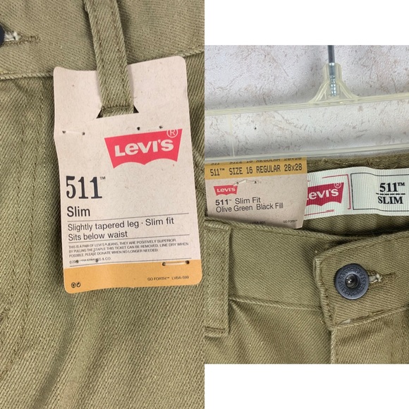 Levi’s boys olive green slim fit jeans fall - Picture 4 of 8
